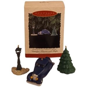 Keepsake Ornament Nostalgic Houses And Shops Set 3 with Car, Tree, and Lamp Post